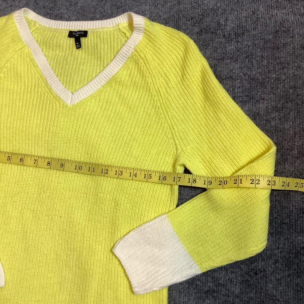 Talbots Women’s Cotton Blend Yellow Sweater Size Mp Knit  Pullover Sweater - Picture 4 of 8